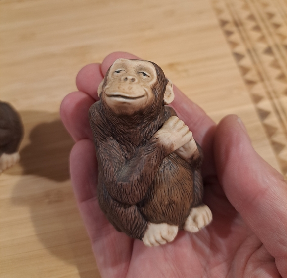 Vtg Monkey Franklin Mint Salt Pepper Shakers Figurine set 1987 Noah's Ark Chimp - Picture 3 of 5